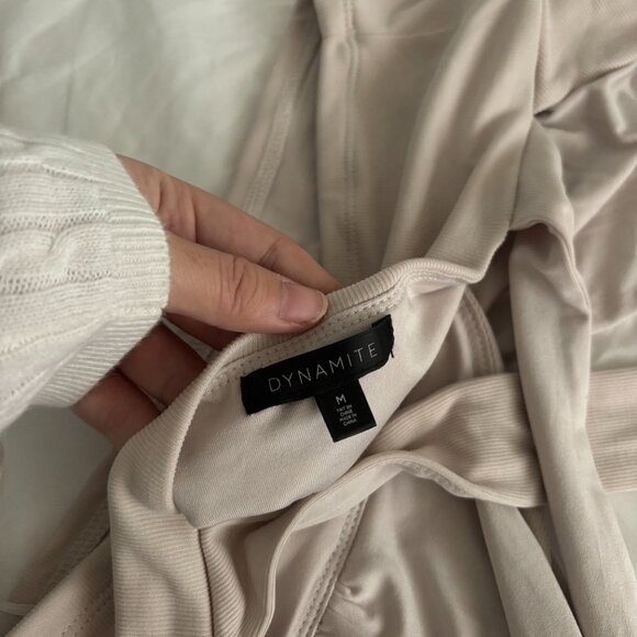 Dynamite Crossover Crop Tops in Olive and Beige - Picture 7 of 7